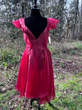 Sonya Kay Srichawla Thailand red silk dress S